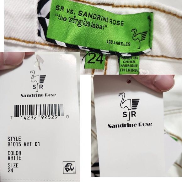 NWT Sandrine Rose X Free People White Straight Leg Jeans Size 24 - Picture 9 of 16